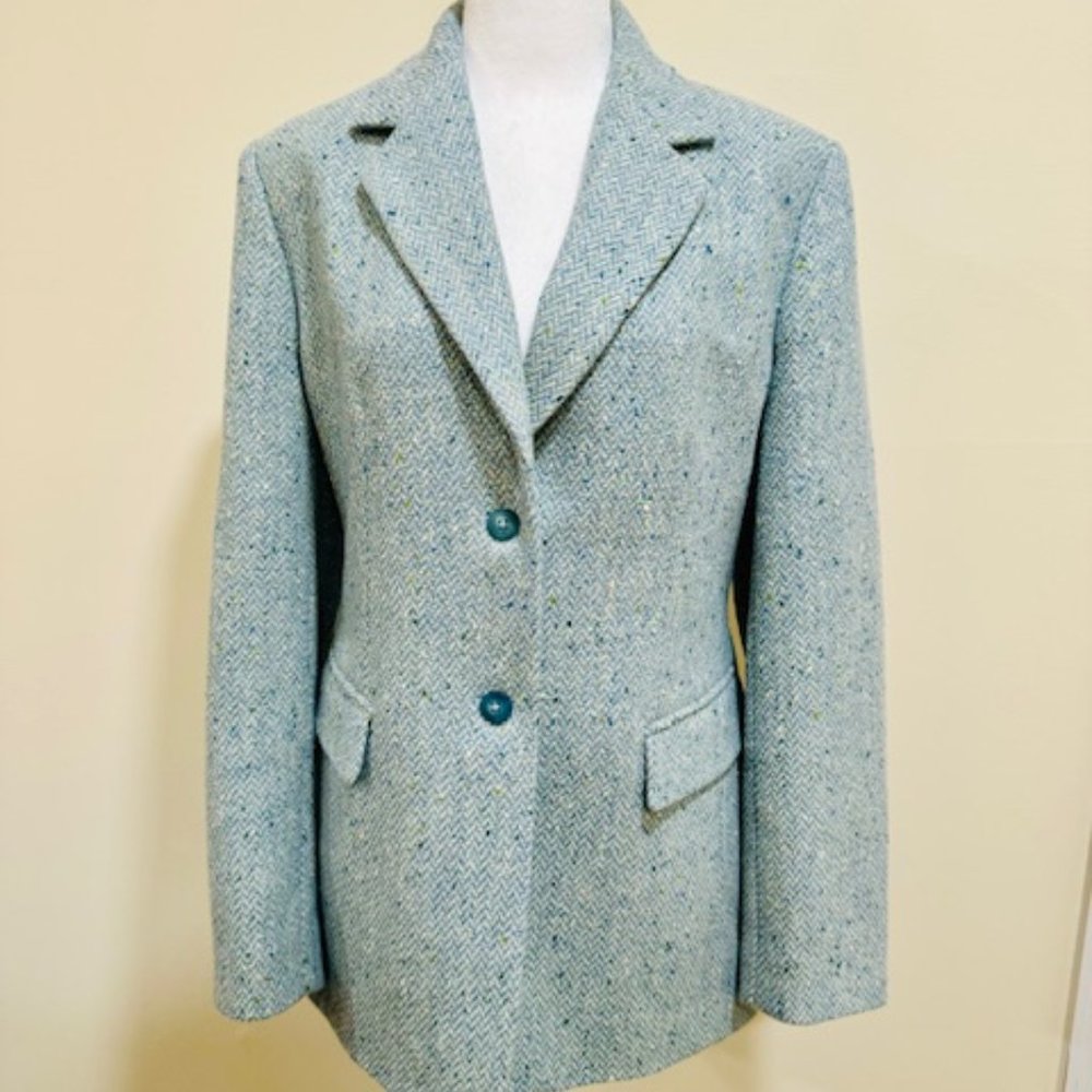 Gorgeous Blue Tweed Wool Blazer by Talbots sz.12